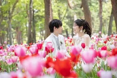 チューリップのウェディングフォト画像